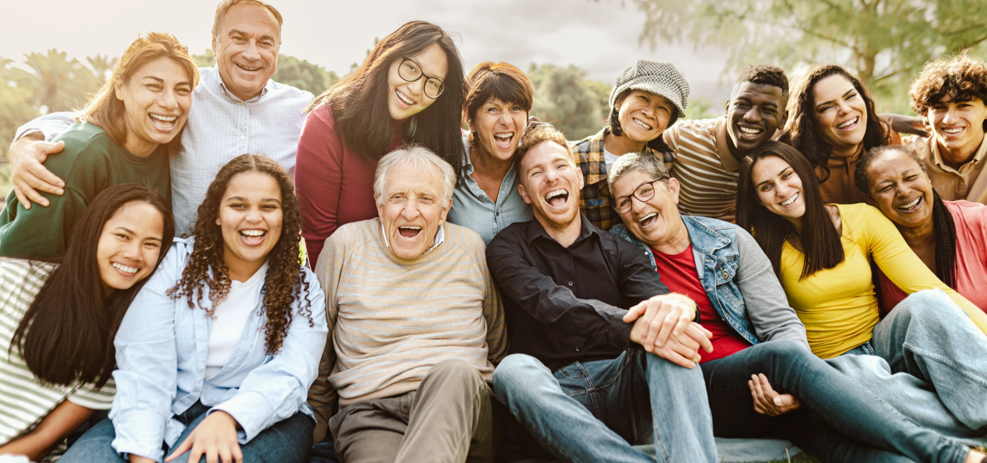 a group of diverse people laughing together